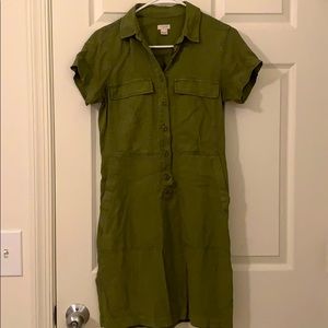 J Crew Green Button Up Dress